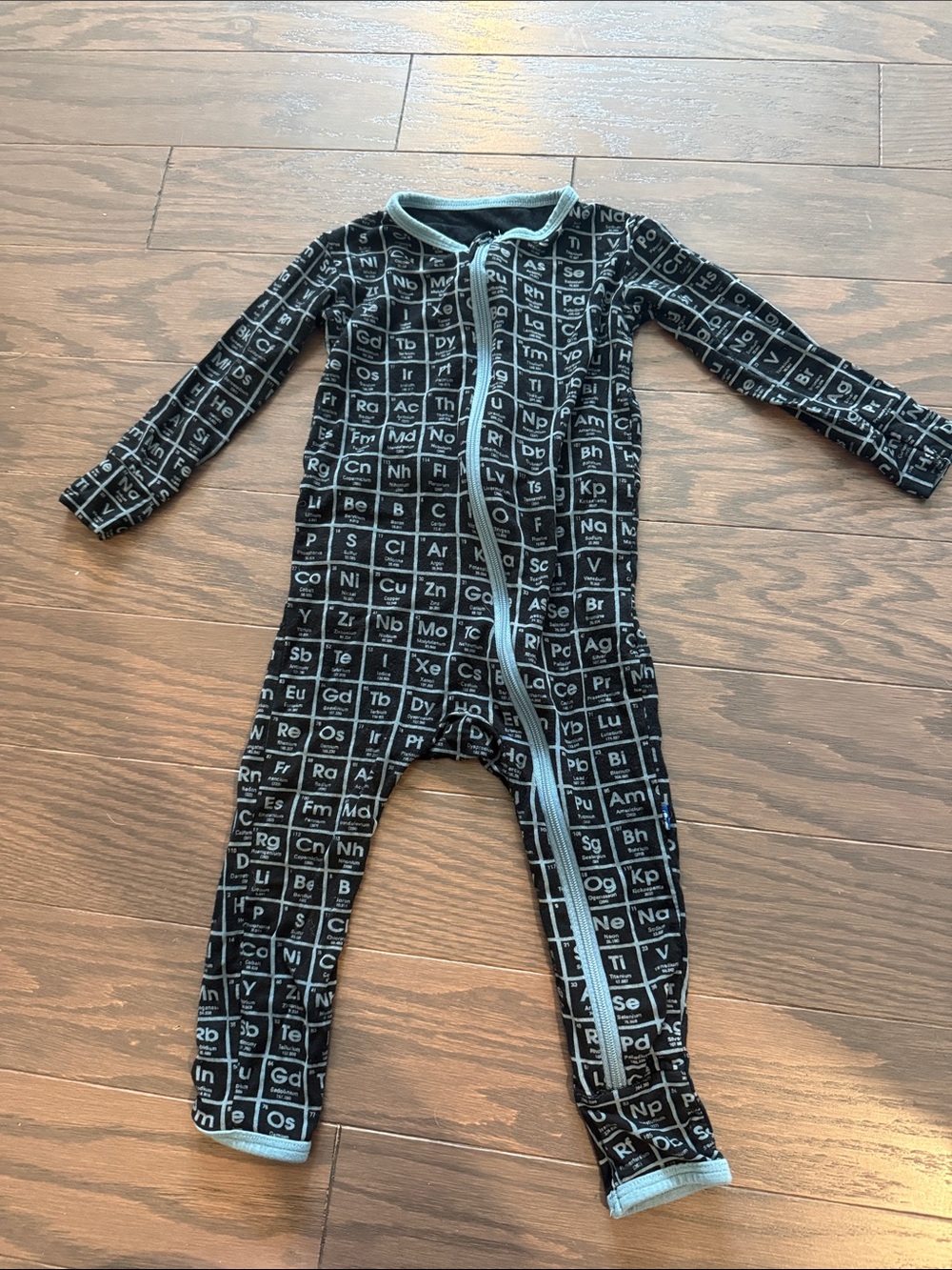 Kickee Pants Black Periodic Table Footed Pajamas with Light Blue Trim